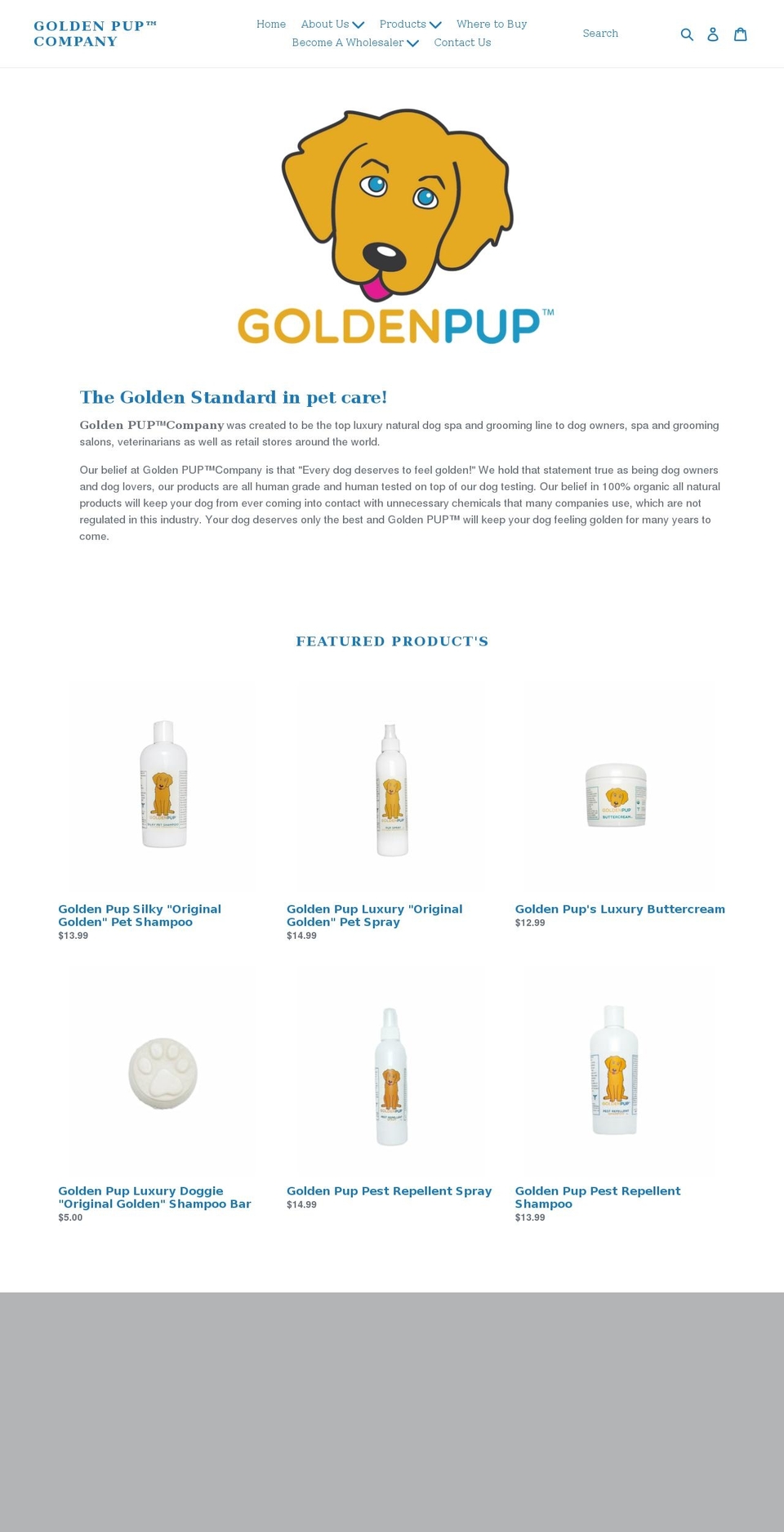 goldenpupcompany.com shopify website screenshot