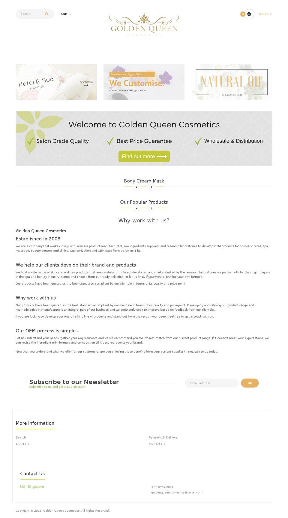 Fastor Naturalcosmetics Shopify theme site example goldenqueencosmetics.com