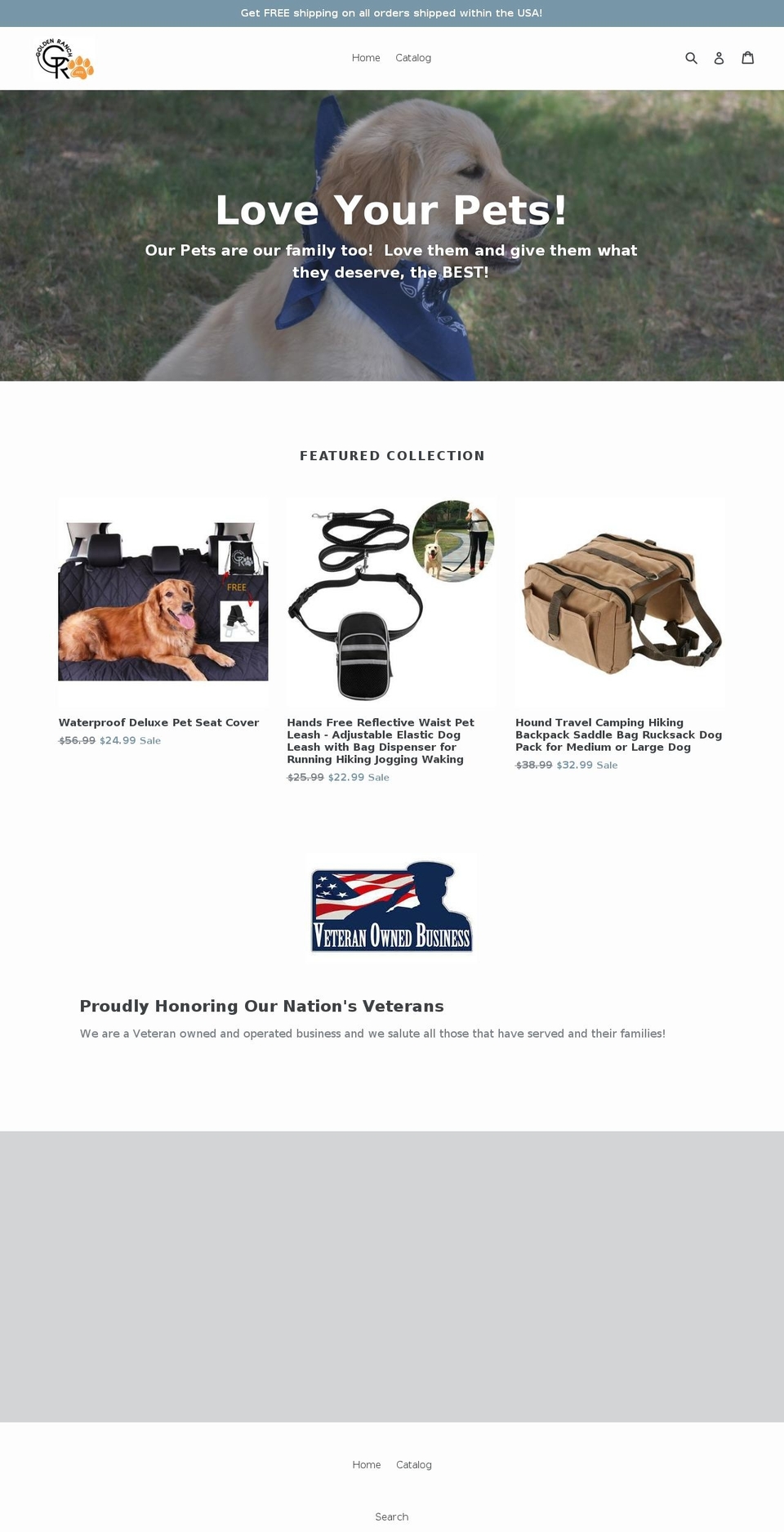 goldenranchpets.com — Shopify storefront screenshot