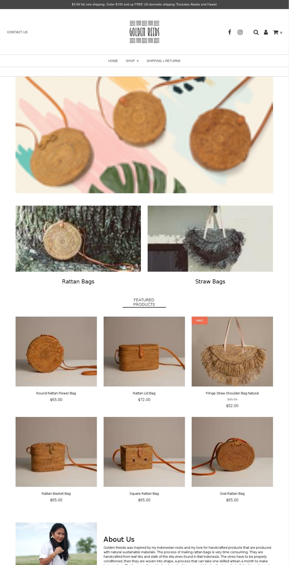 goldenreeds.com — Shopify storefront screenshot