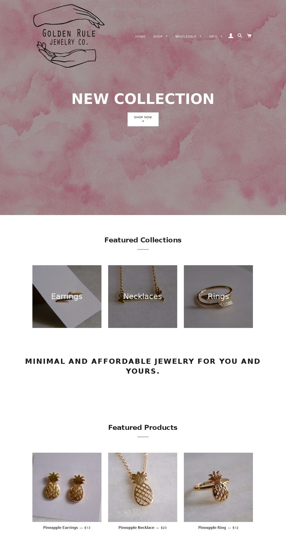 goldenrulejewelryco.ca shopify website screenshot