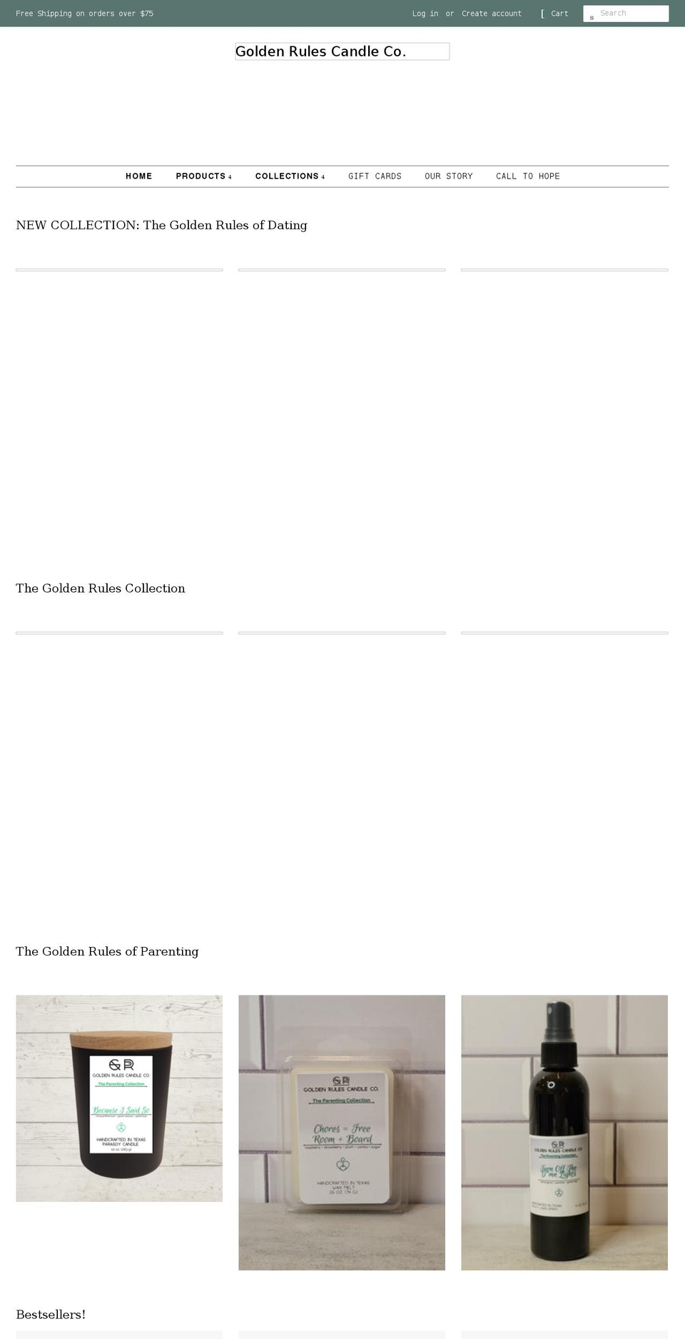 goldenrulescandleco.com shopify website screenshot