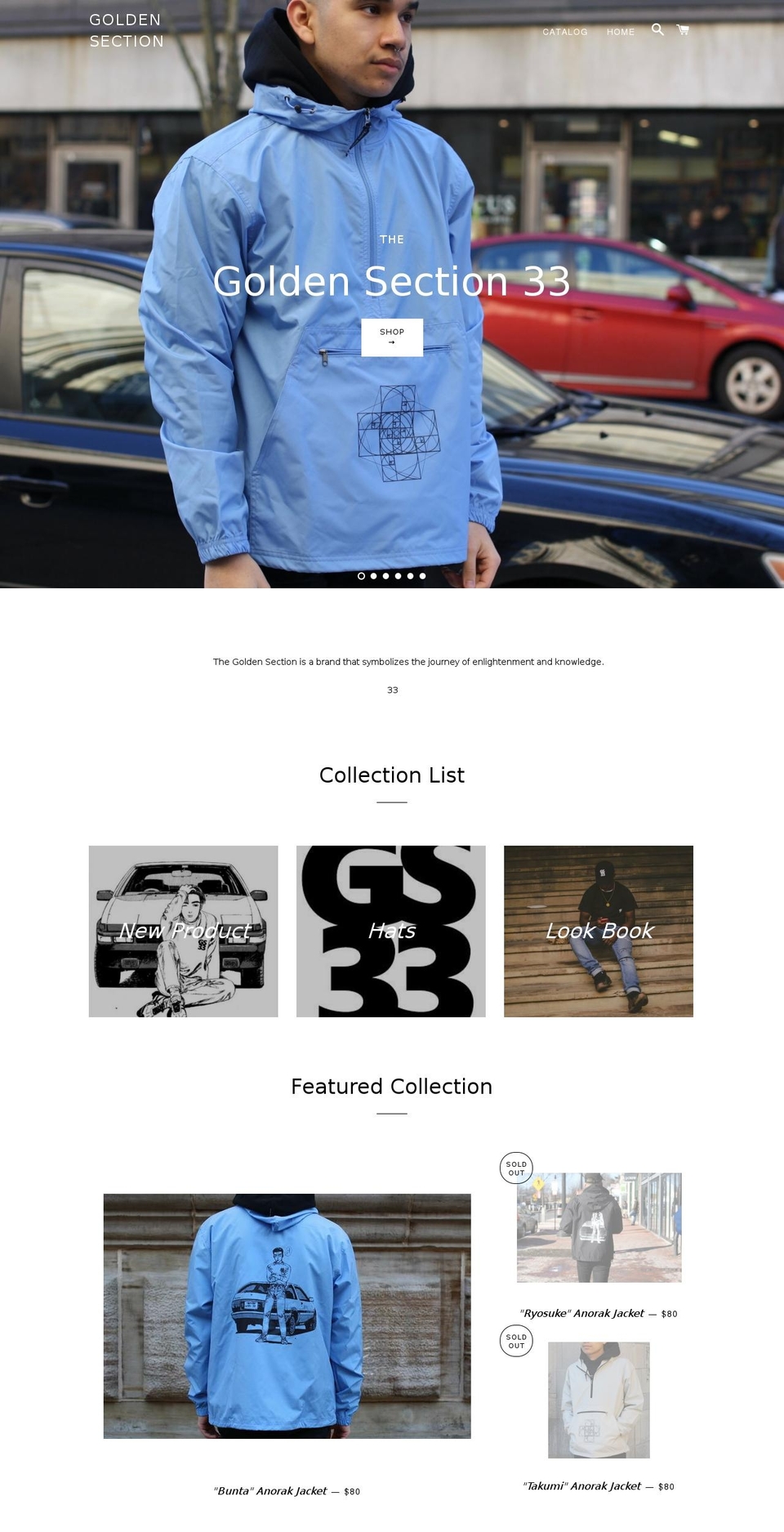 goldensection33.com — Shopify storefront screenshot