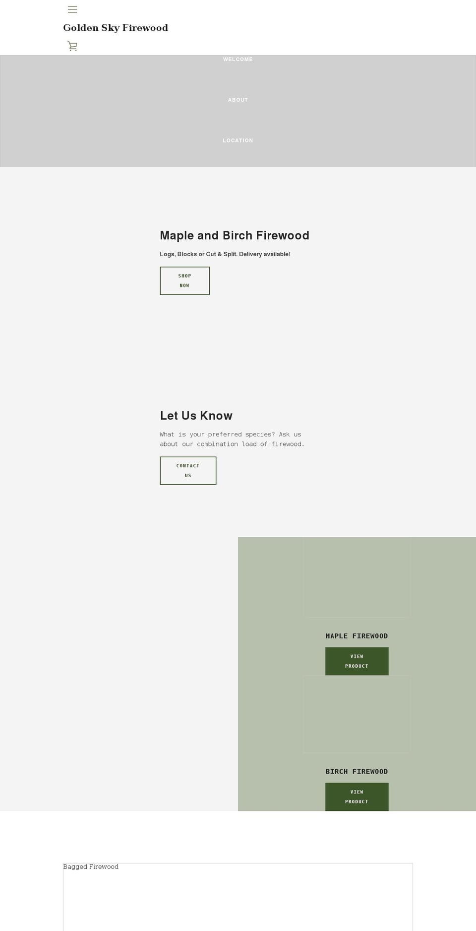 goldenskyfirewood.com shopify website screenshot