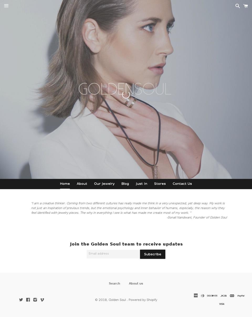 goldensouljewelry.com — Shopify storefront screenshot