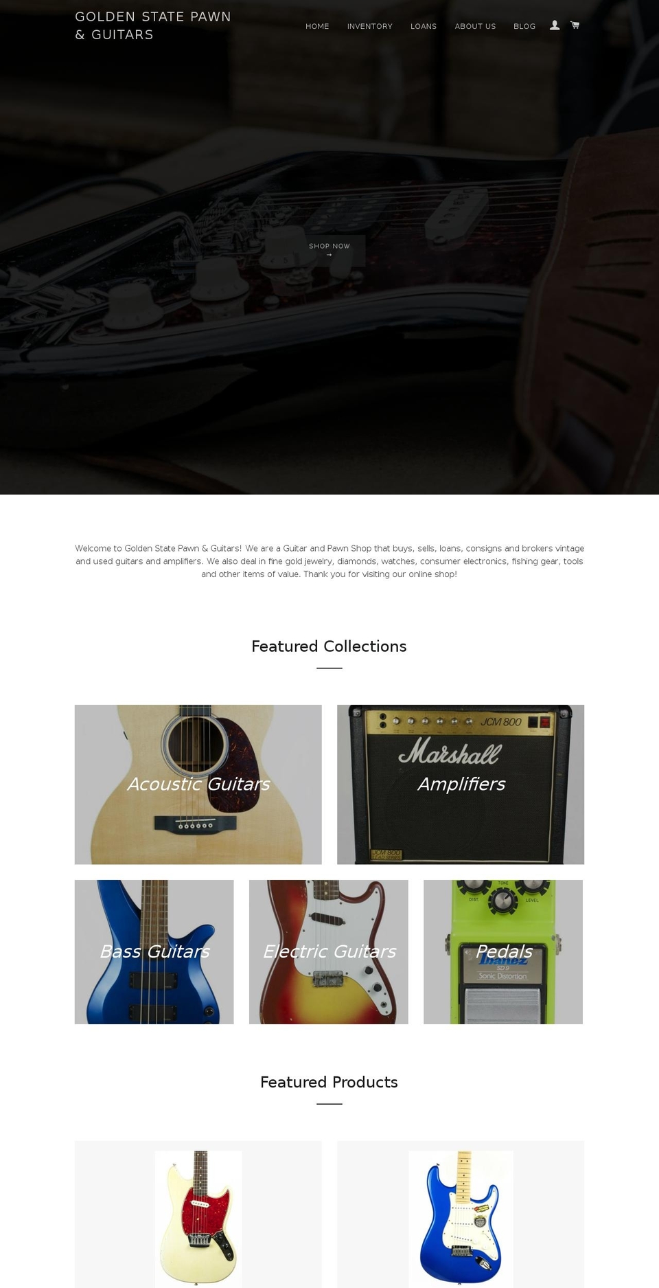 goldenstateguitars.com shopify website screenshot