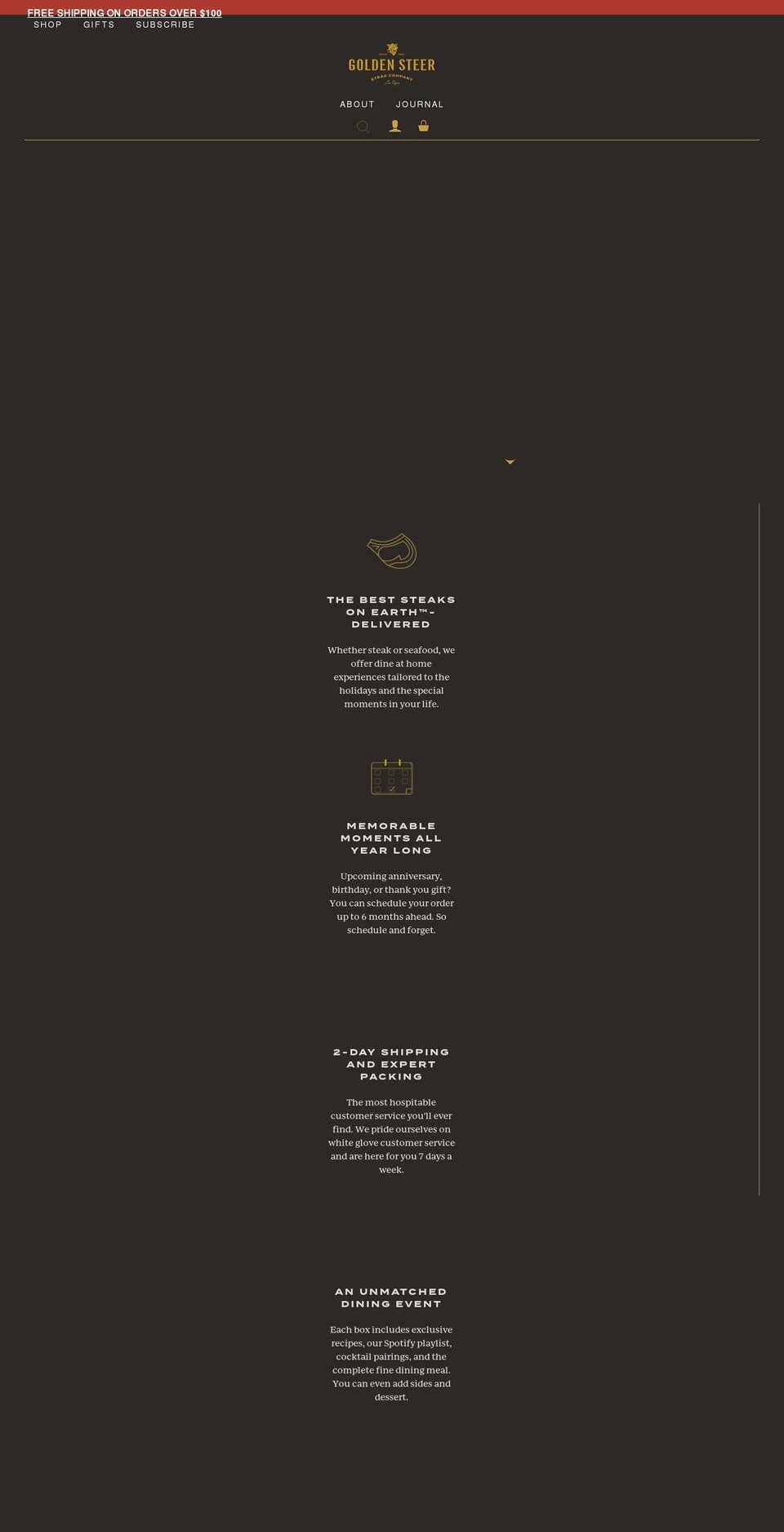 goldensteersteakcompany.com shopify website screenshot