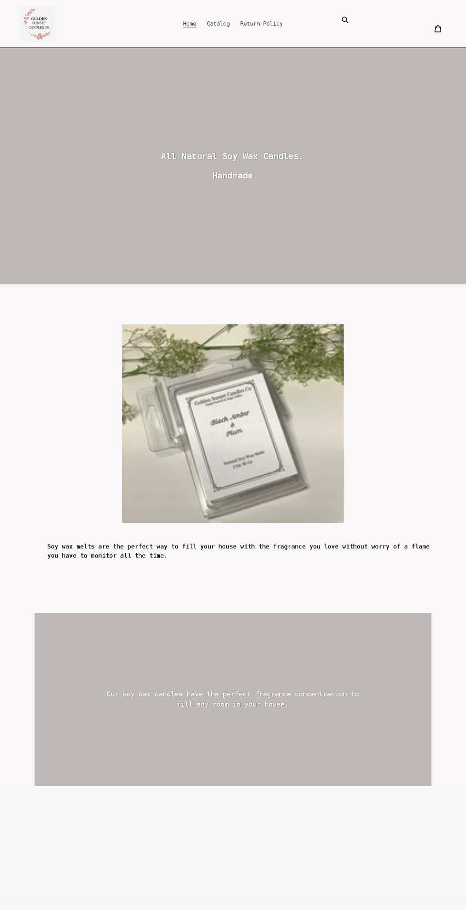 goldensunsetcandlesco.com shopify website screenshot