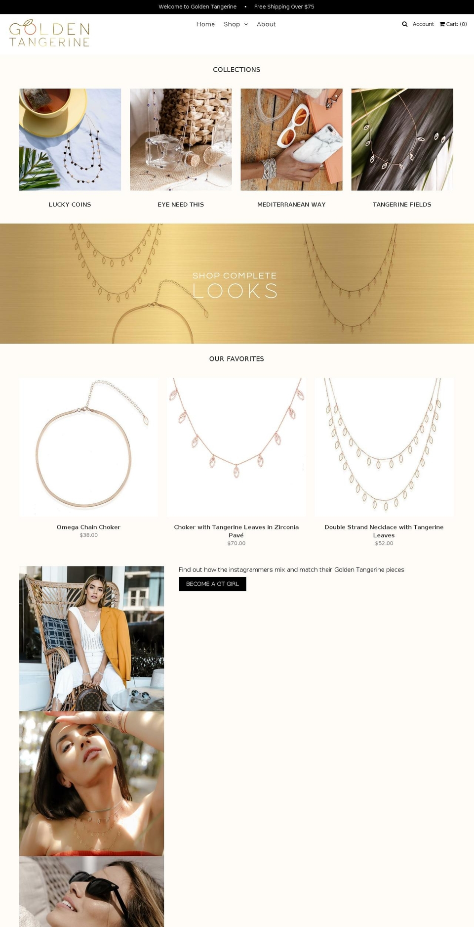 goldentangerine.com shopify website screenshot