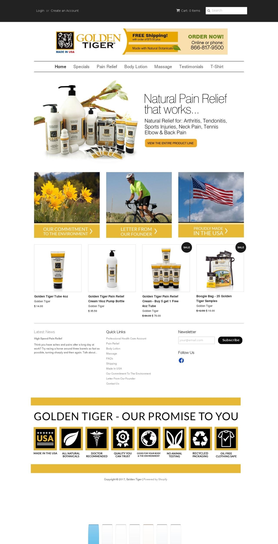 goldentigerdist.com shopify website screenshot