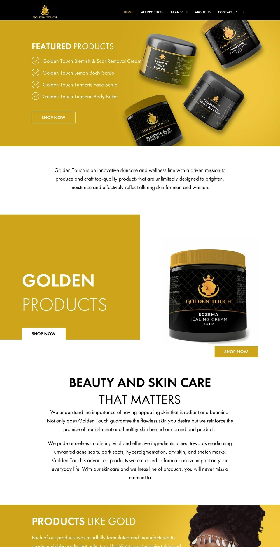 goldentouchbeauty.net shopify website screenshot
