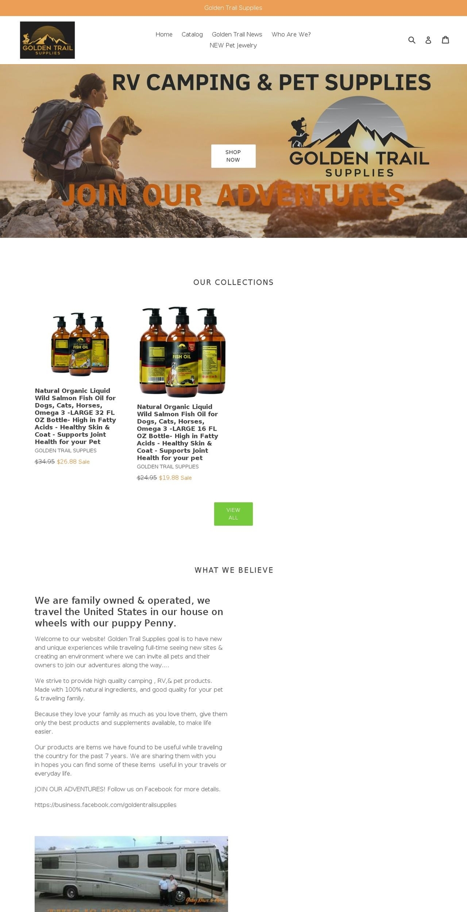 goldentrailsupplies.com shopify website screenshot