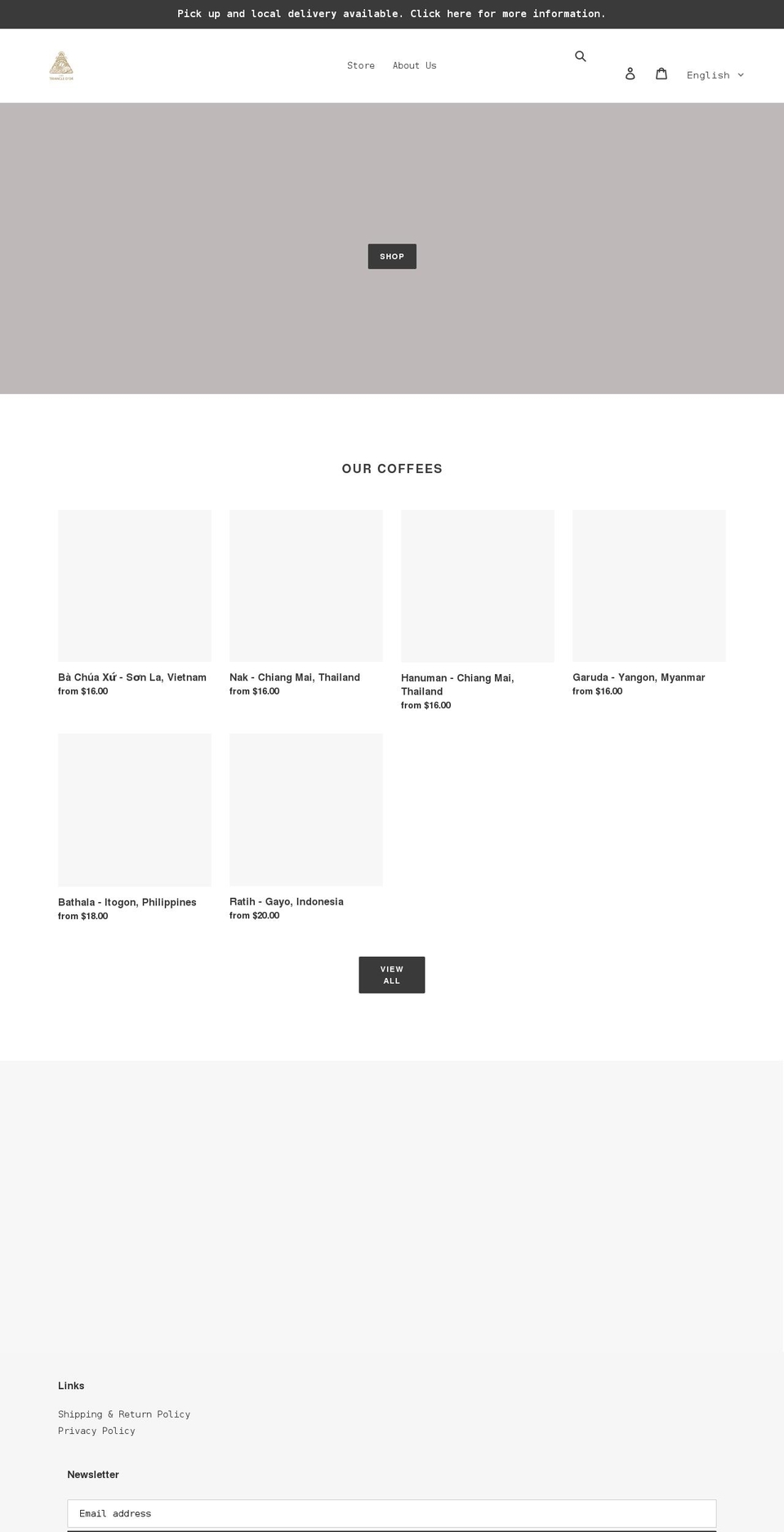 goldentrianglecoffee.ca shopify website screenshot