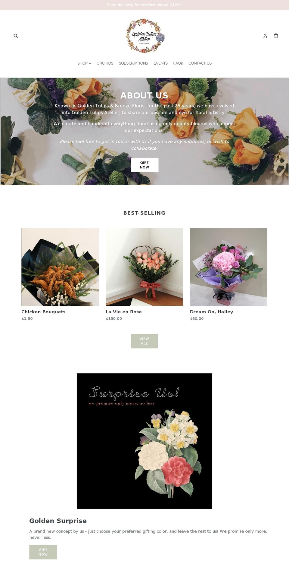 goldentulipsatelier.com — Shopify storefront screenshot