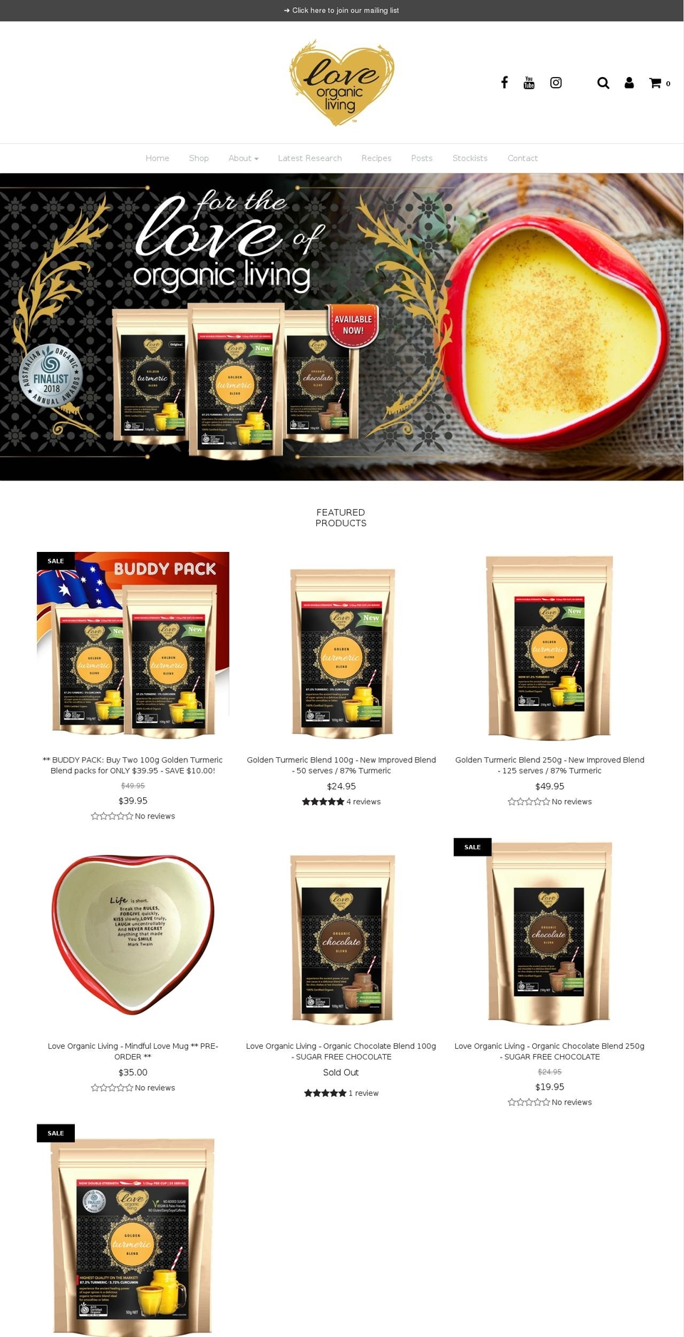 goldenturmericsmoothie.com — Shopify storefront screenshot