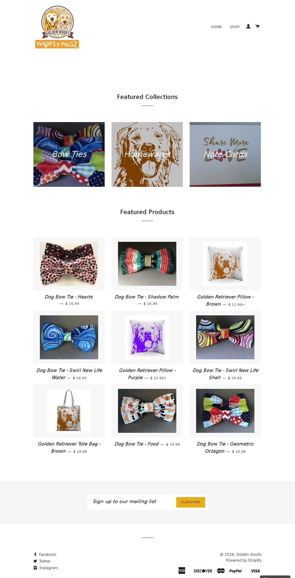 goldenwoofsshop.com — Shopify storefront screenshot