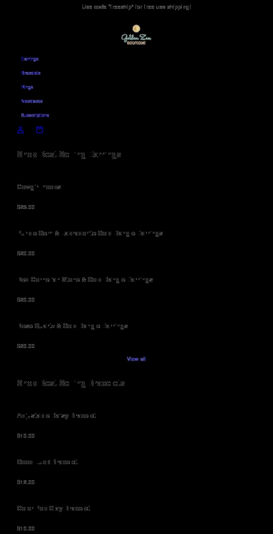 goldenzenboutique.com shopify website screenshot