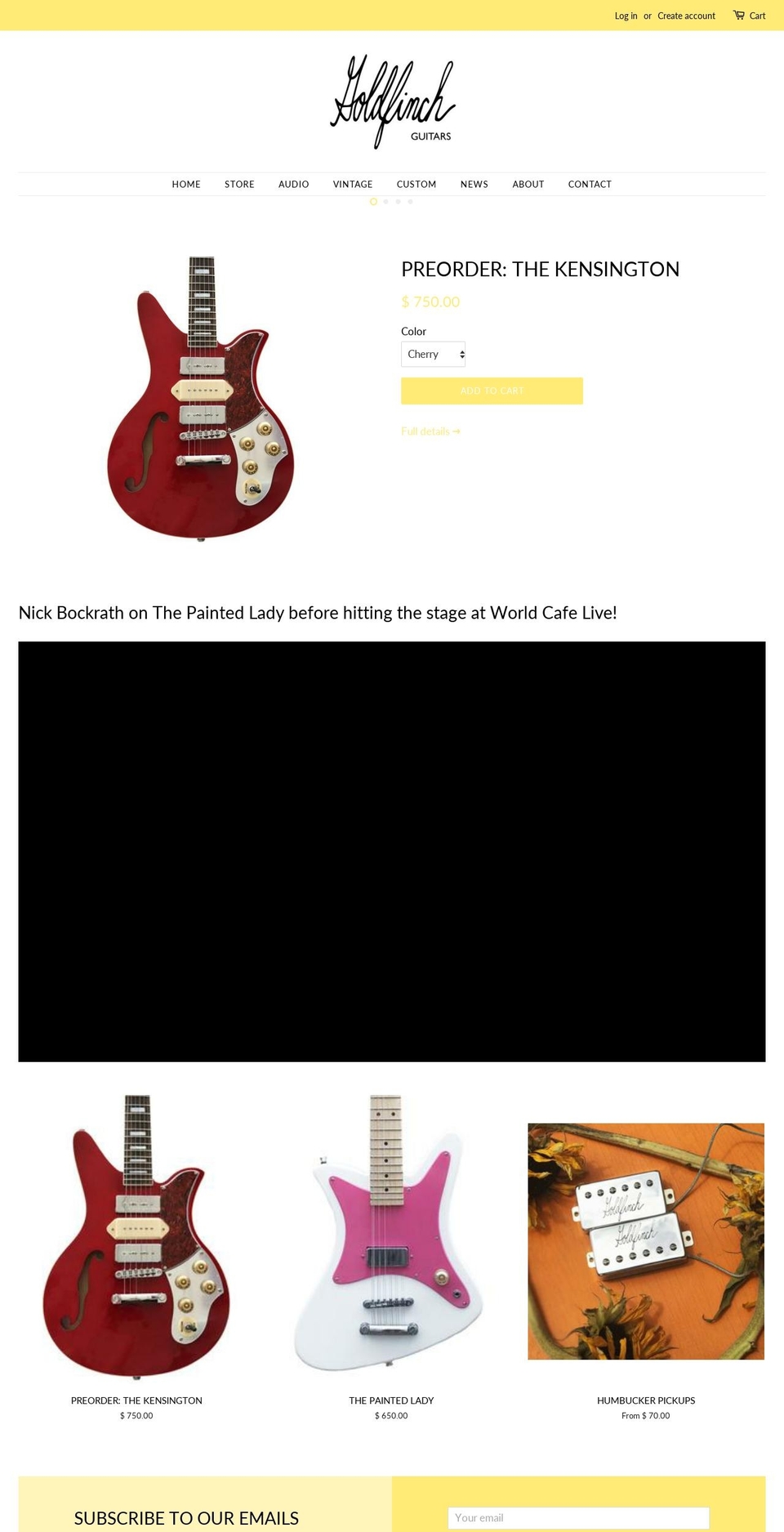 goldfinch-guitars.com shopify website screenshot