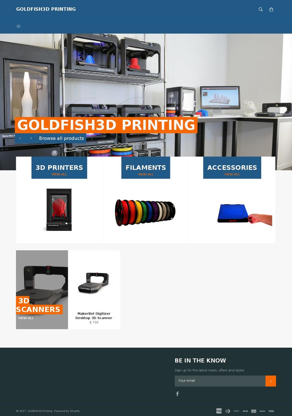 goldfish3dprinting.com shopify website screenshot