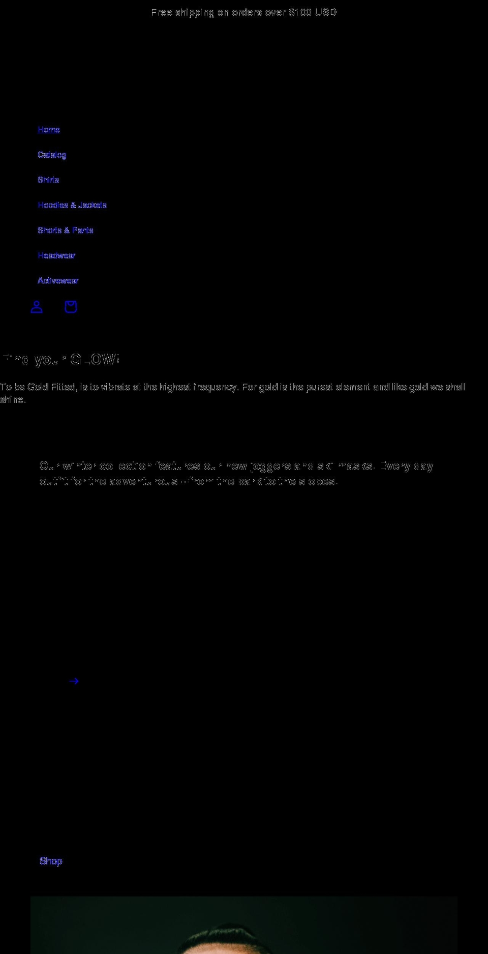 goldfittedclothing.com shopify website screenshot