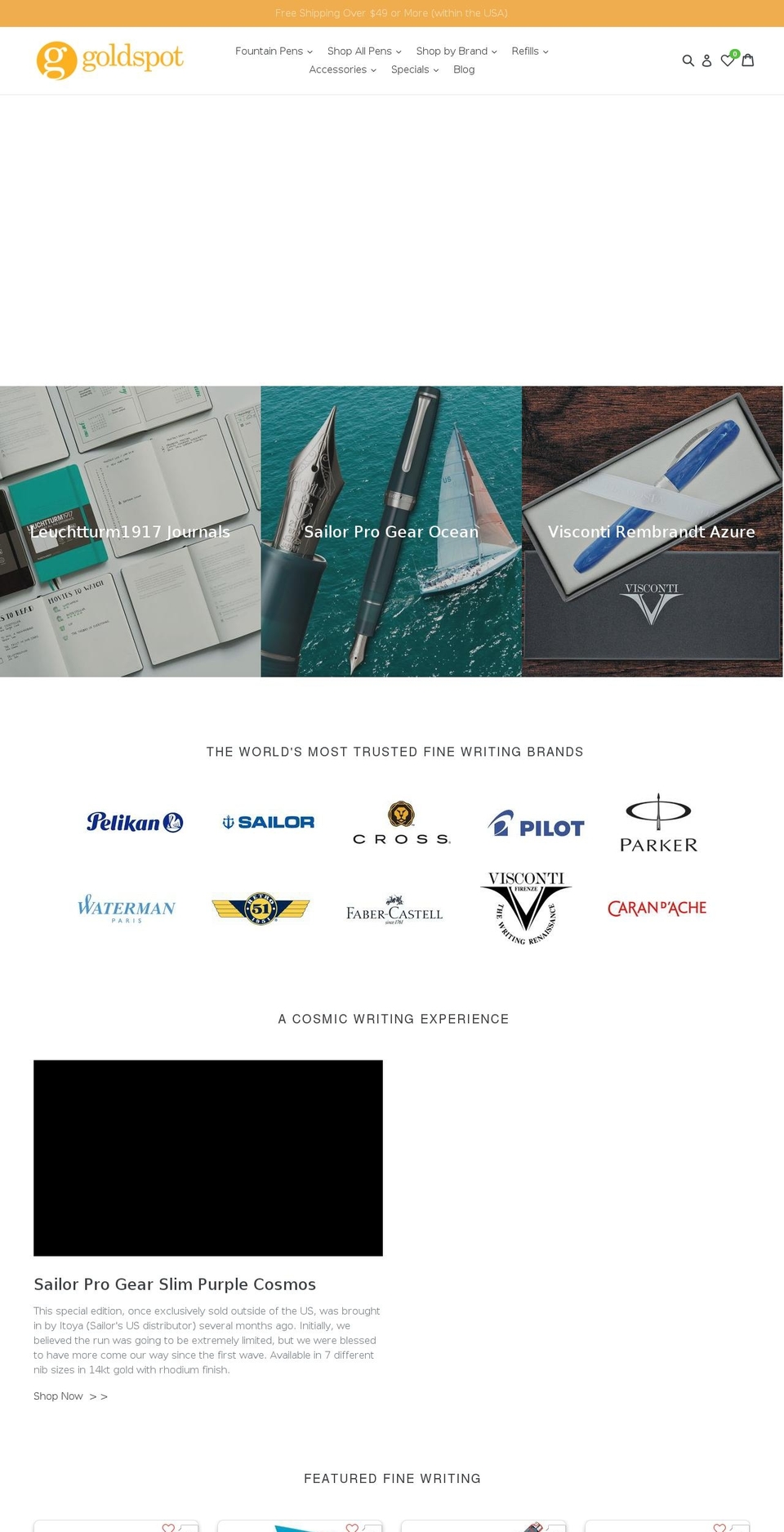 goldfountainpens.com — Shopify storefront screenshot