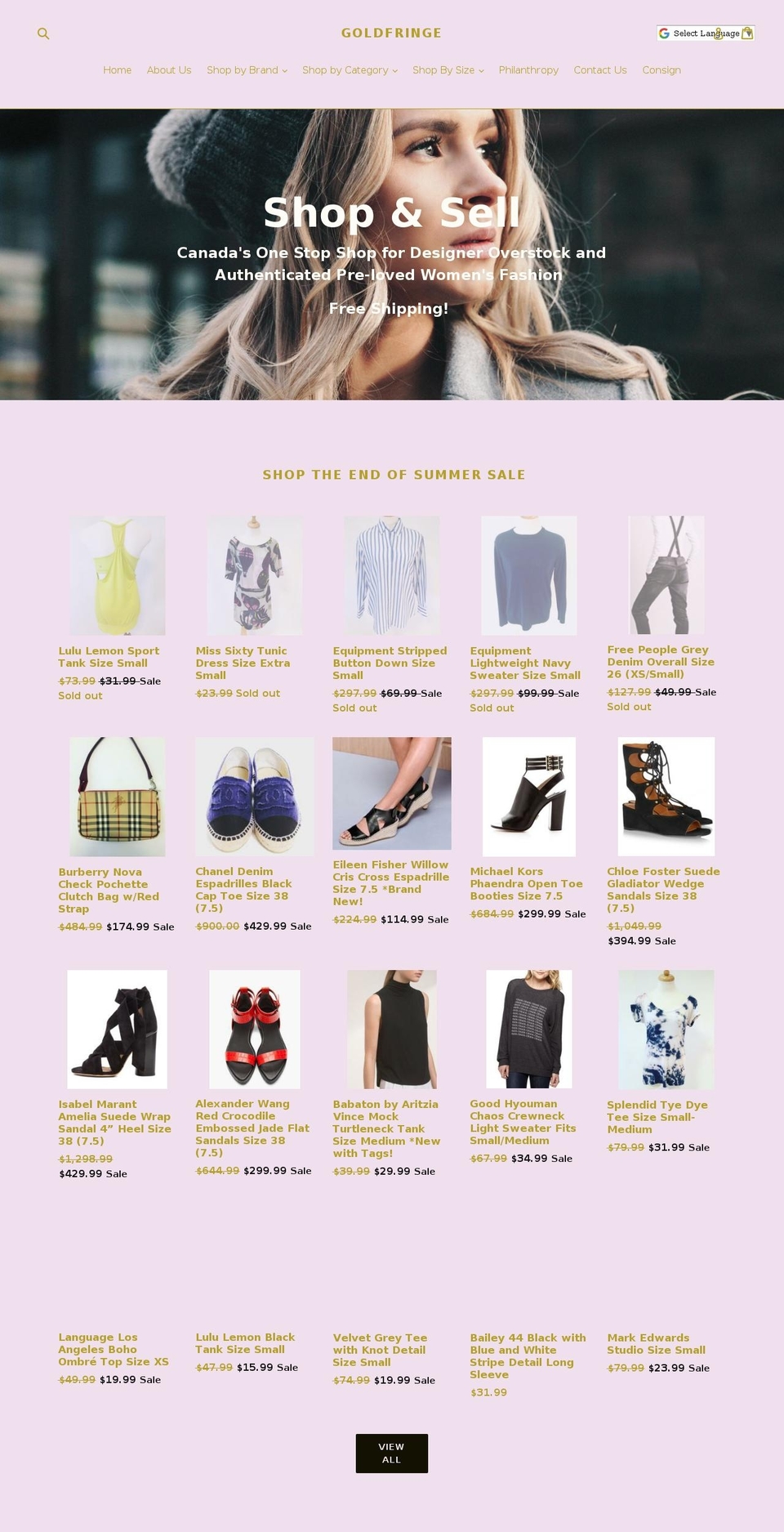 goldfringe.com shopify website screenshot