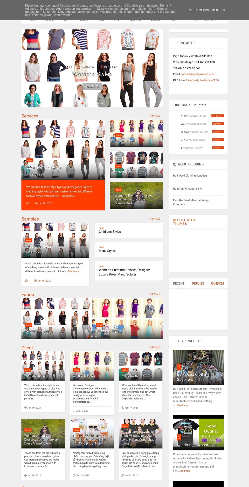 goldgarment.com shopify website screenshot