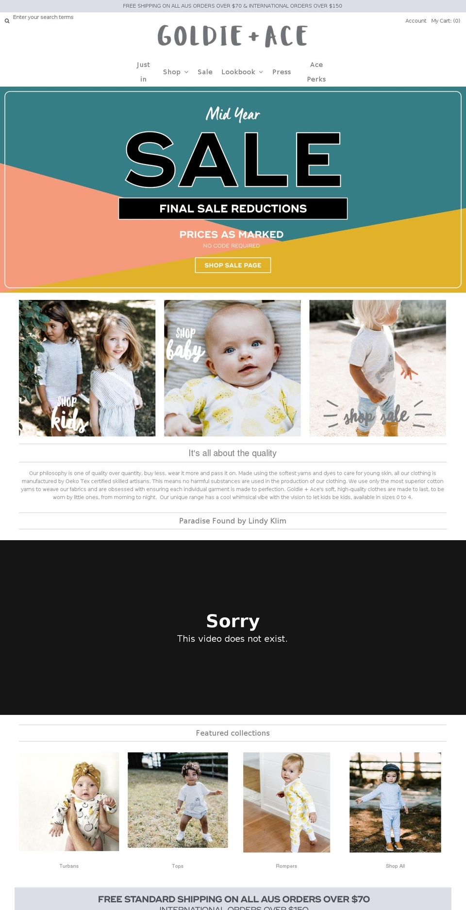 goldieandace.com shopify website screenshot