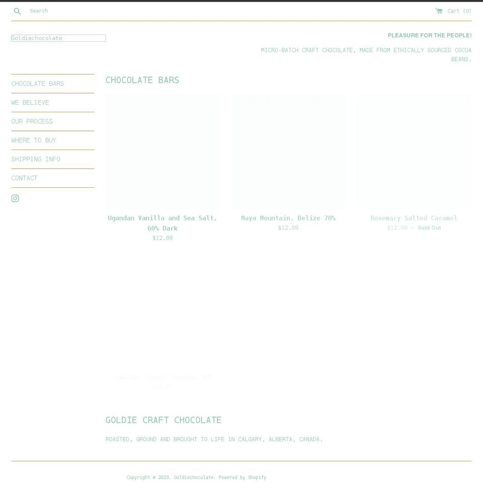 goldiechocolate.com shopify website screenshot