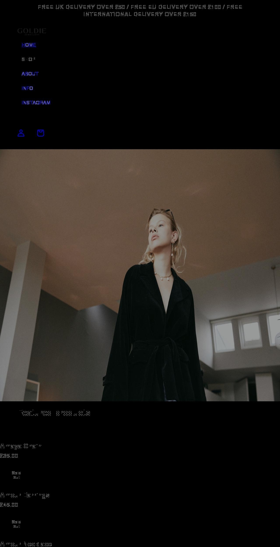 goldiejewellery.com shopify website screenshot