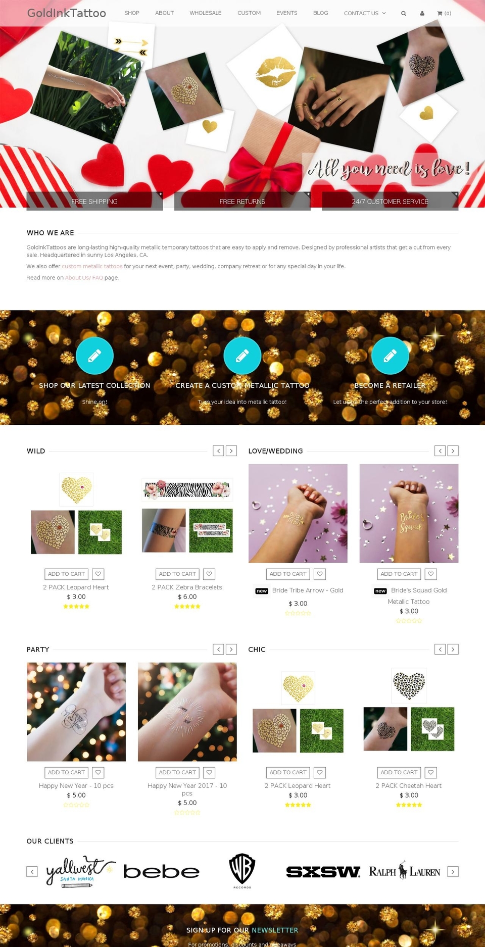 QUEEN Shopify theme site example goldinktattoo.com
