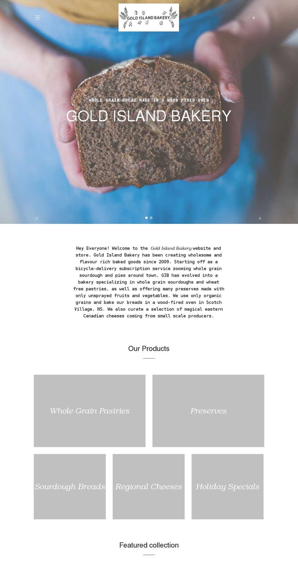 goldislandbakery.ca shopify website screenshot