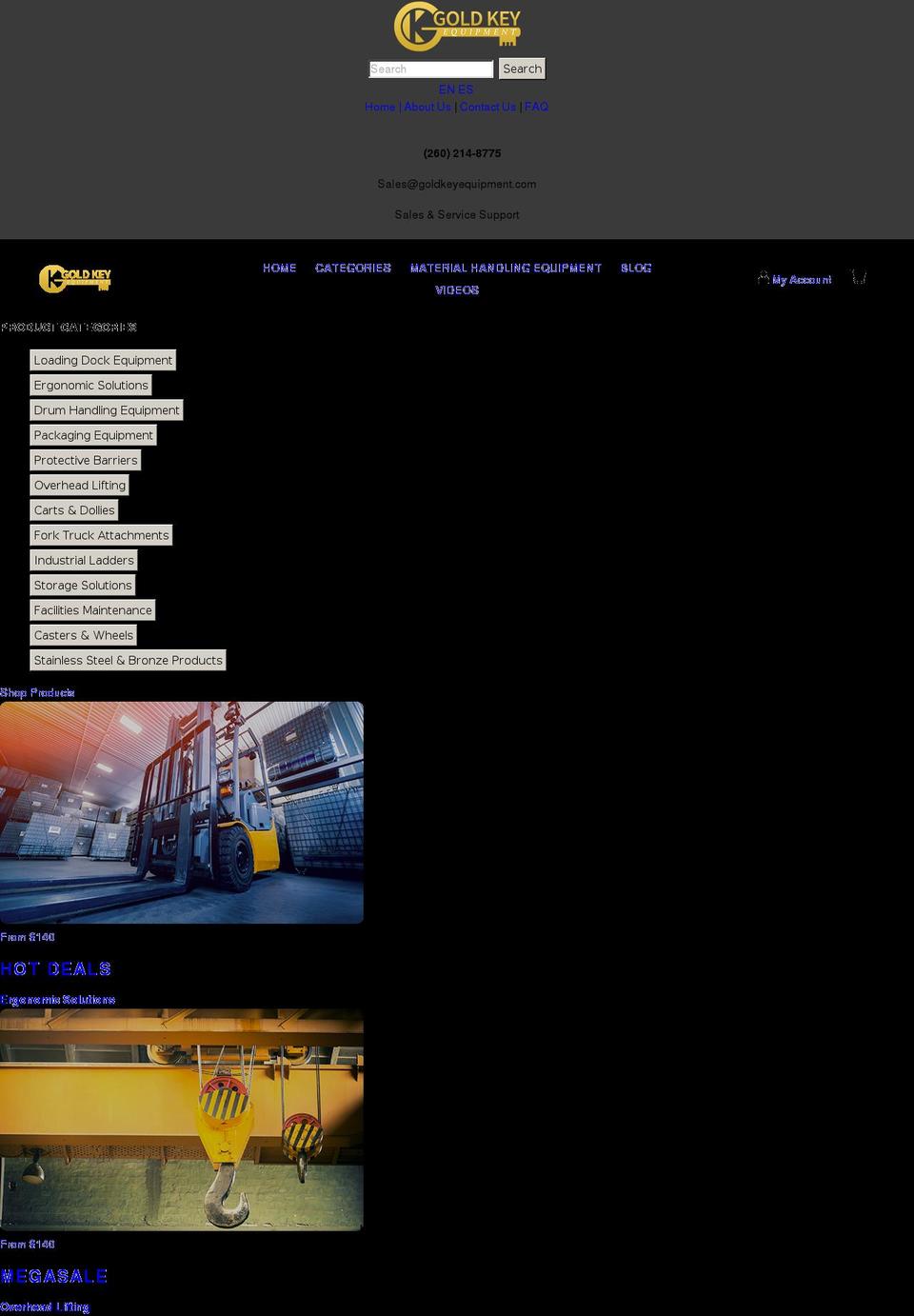 goldkeyequipment.com shopify website screenshot