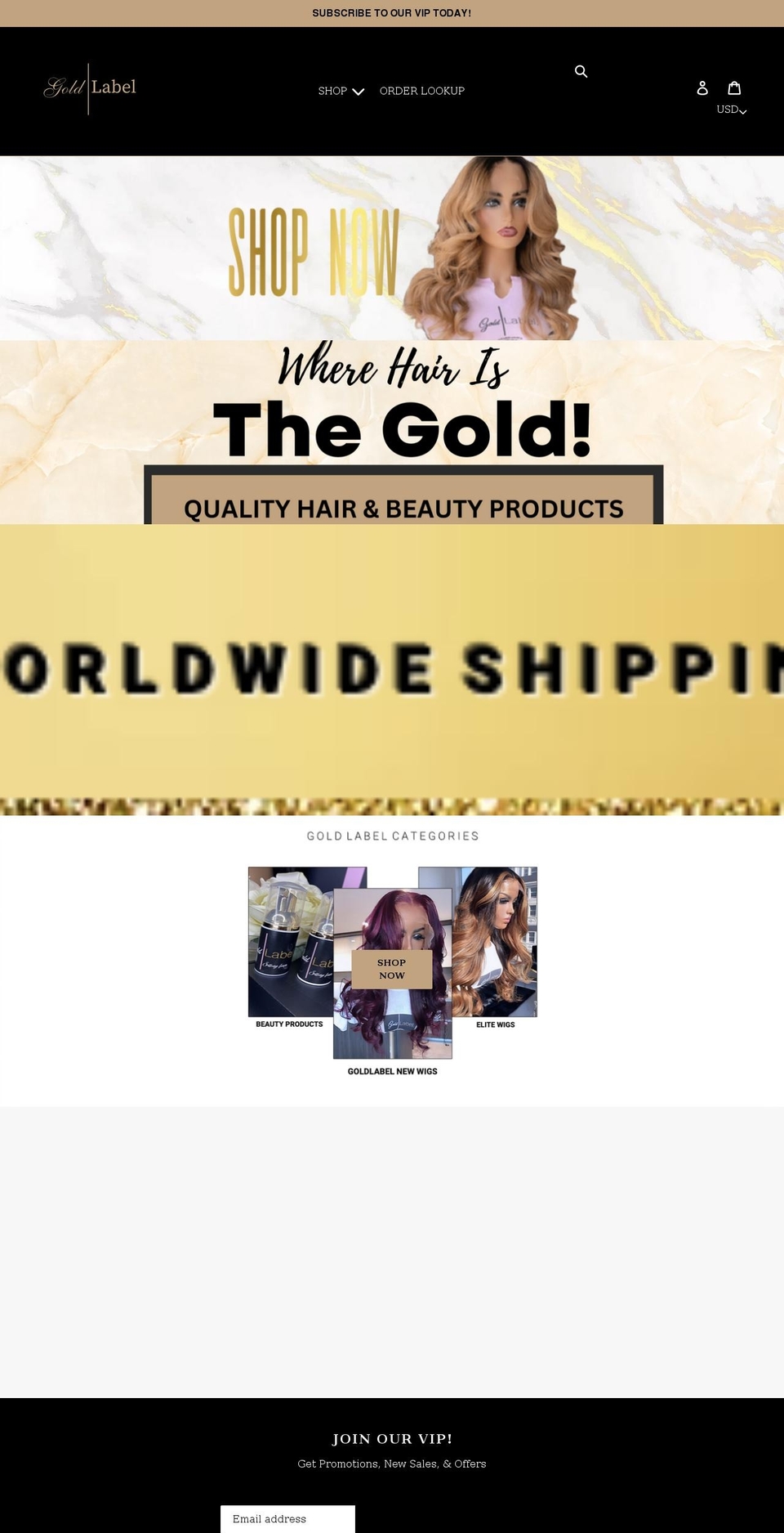 goldlabelco.com shopify website screenshot