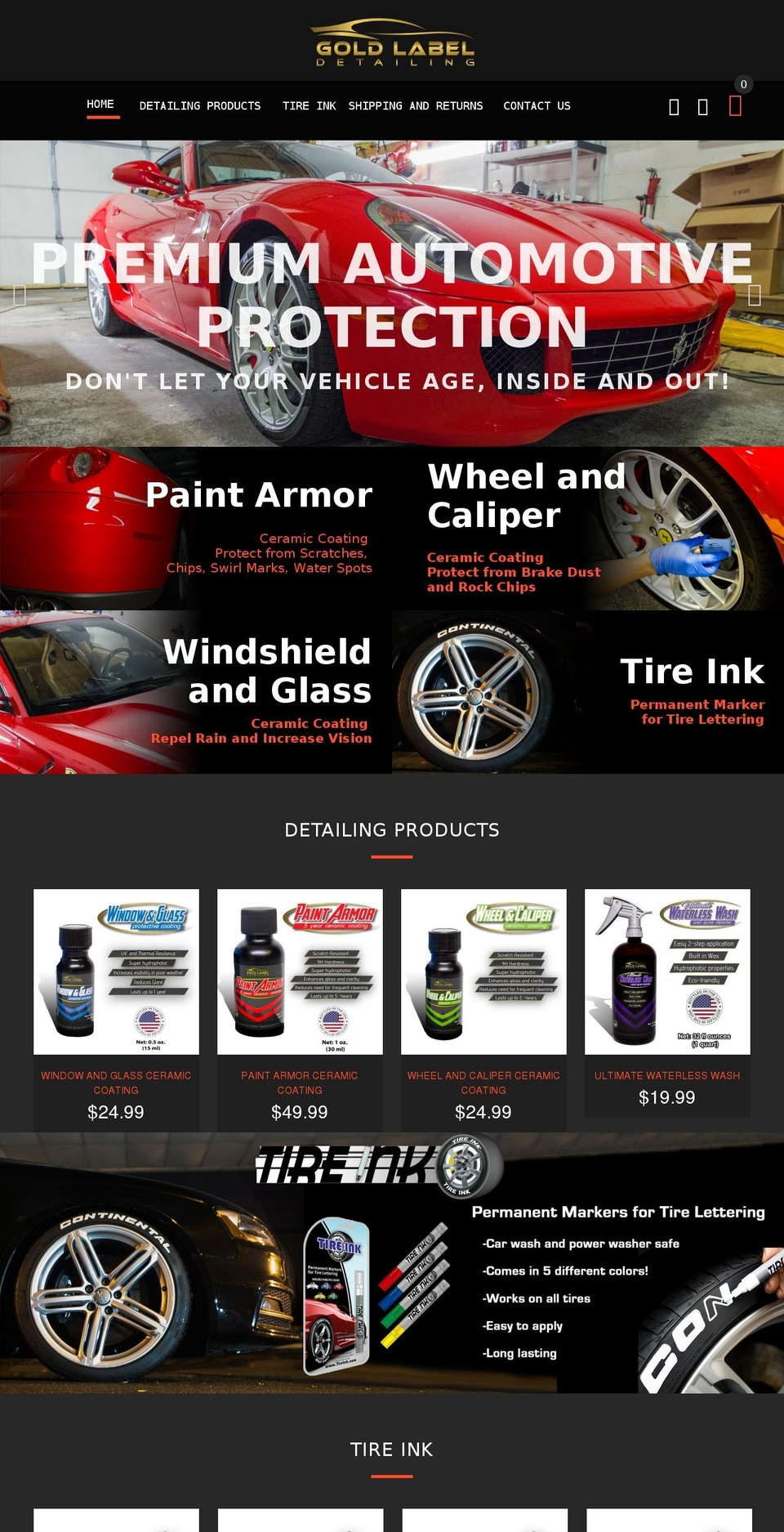 goldlabeldetailing.com — Shopify storefront screenshot