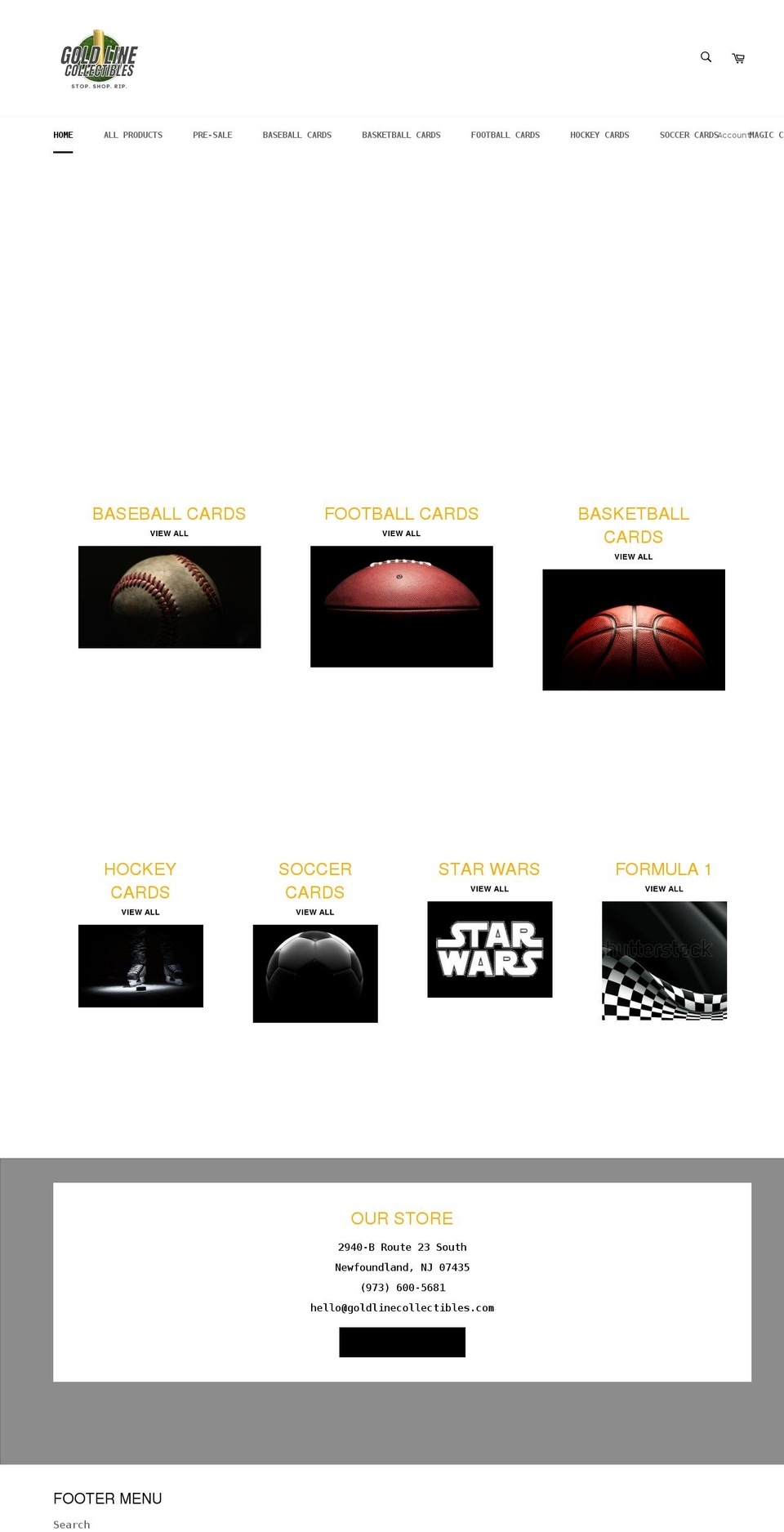 goldlinecollectibles.com shopify website screenshot