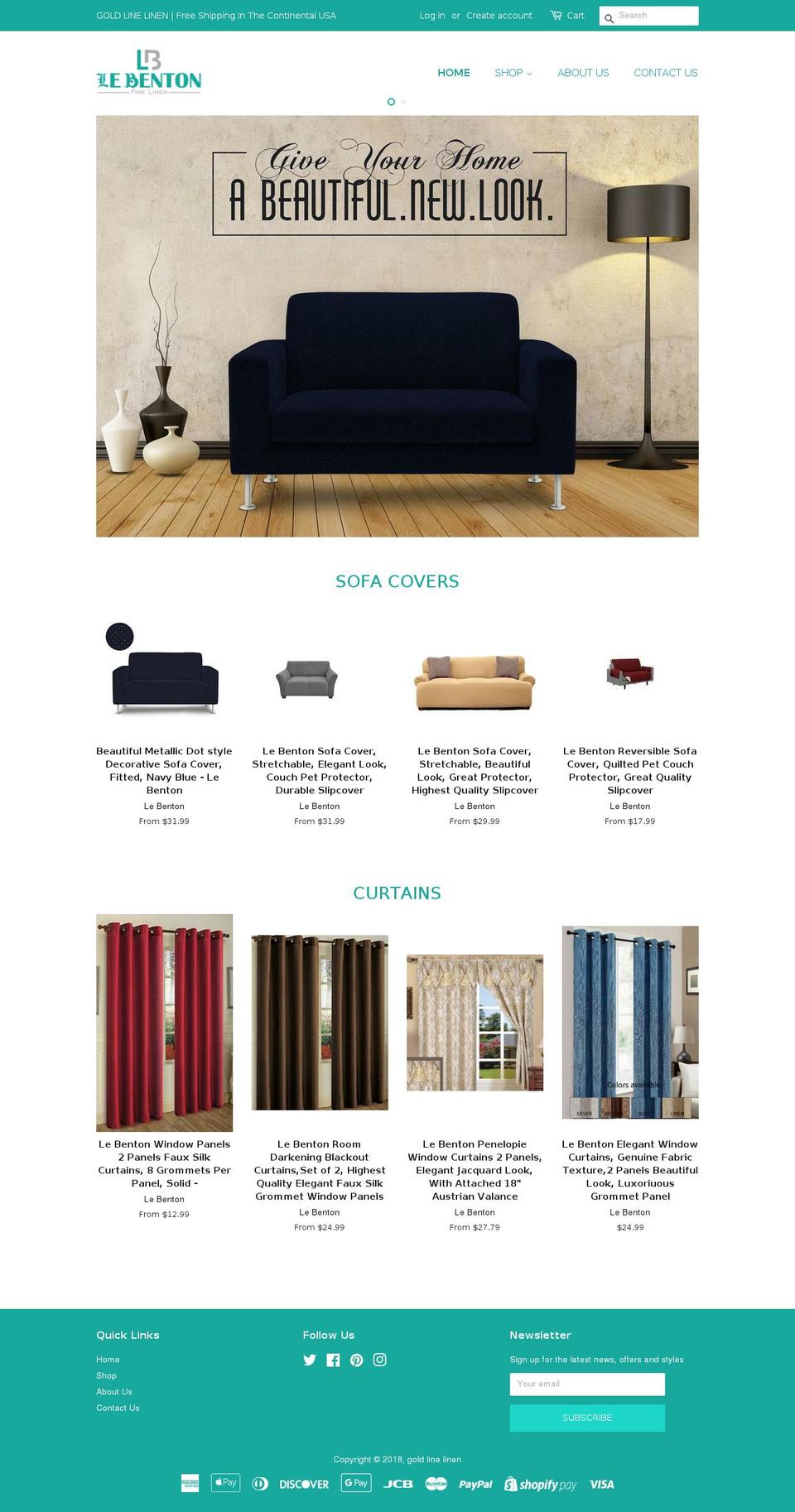 goldlinelinen.com — Shopify storefront screenshot