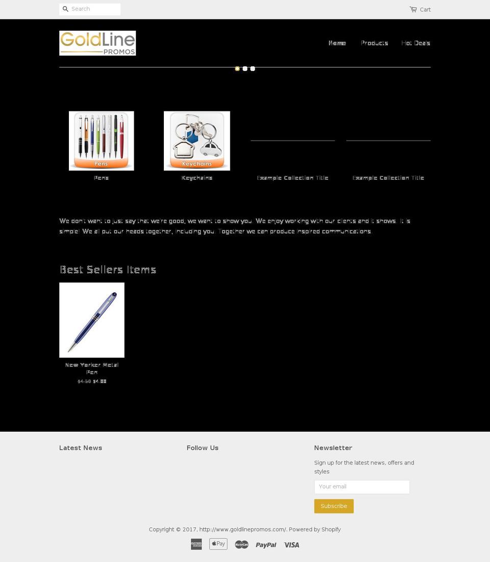 goldlinepromos.com shopify website screenshot