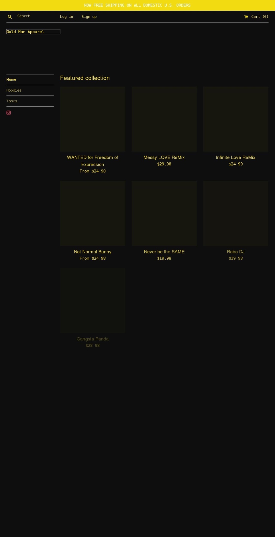 goldmanapparel.com shopify website screenshot