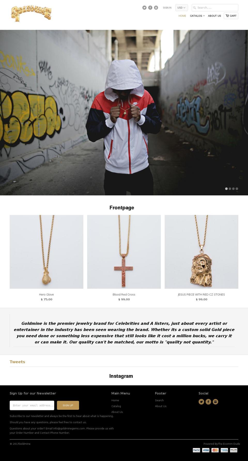 goldminegems.com shopify website screenshot