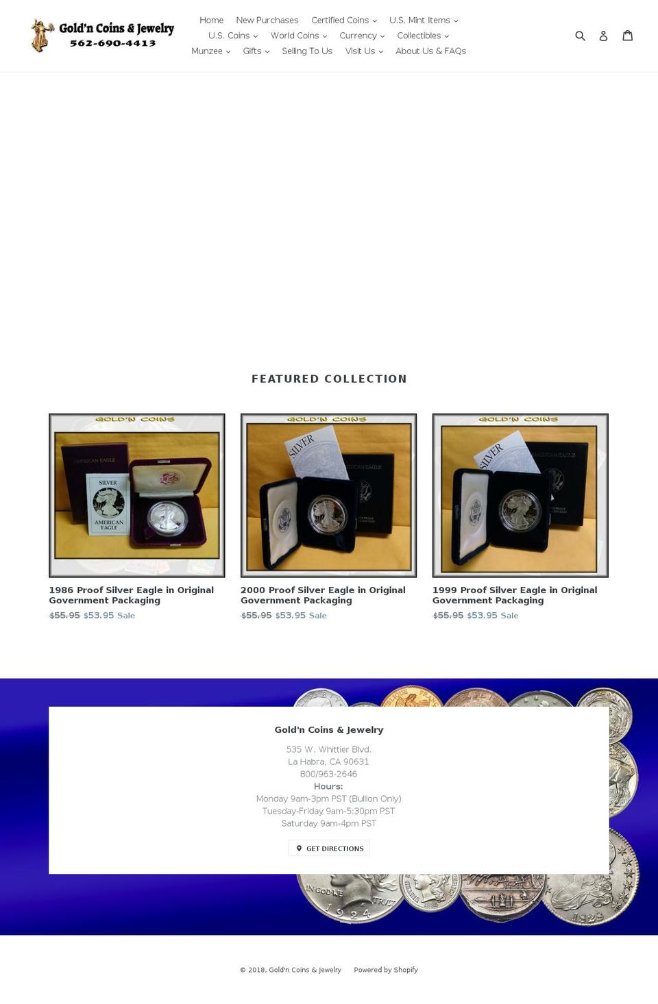 goldncoins.com shopify website screenshot