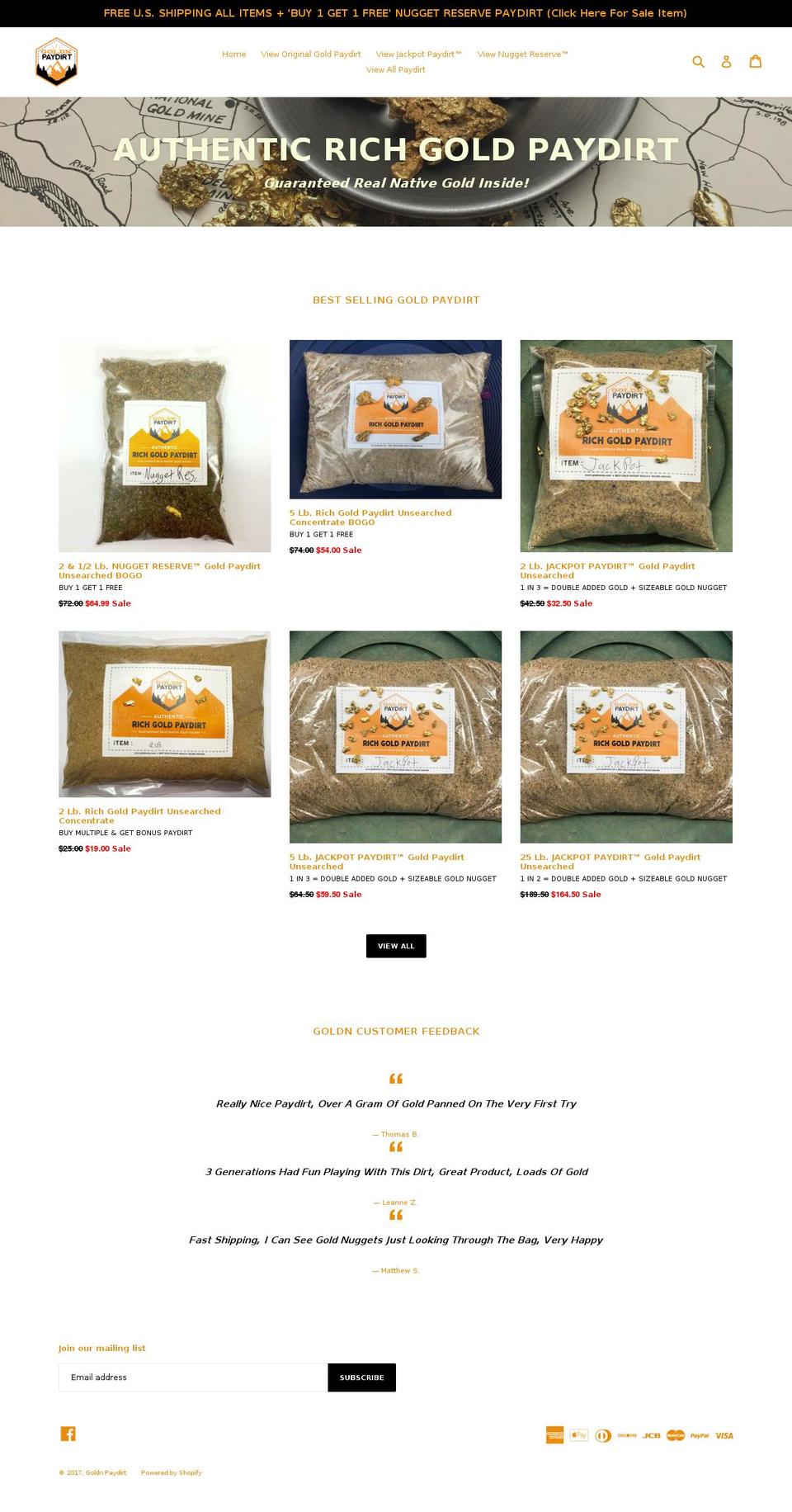 goldnpaydirt.com shopify website screenshot