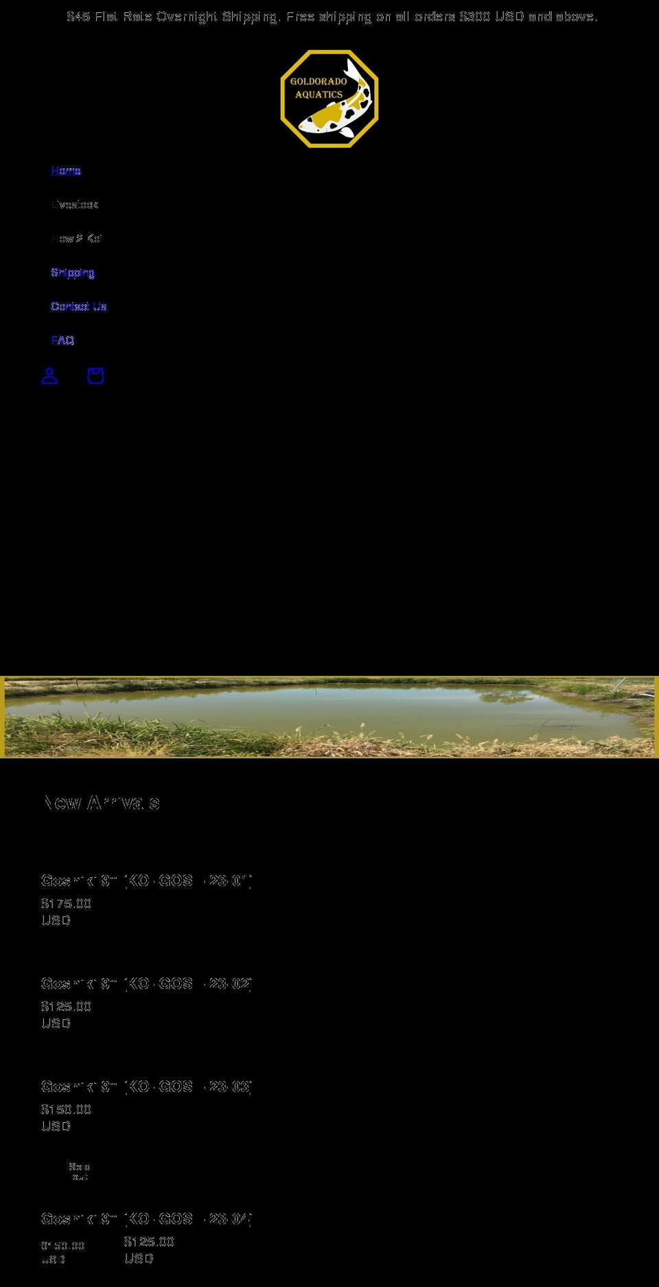 goldoradoaquatics.com shopify website screenshot