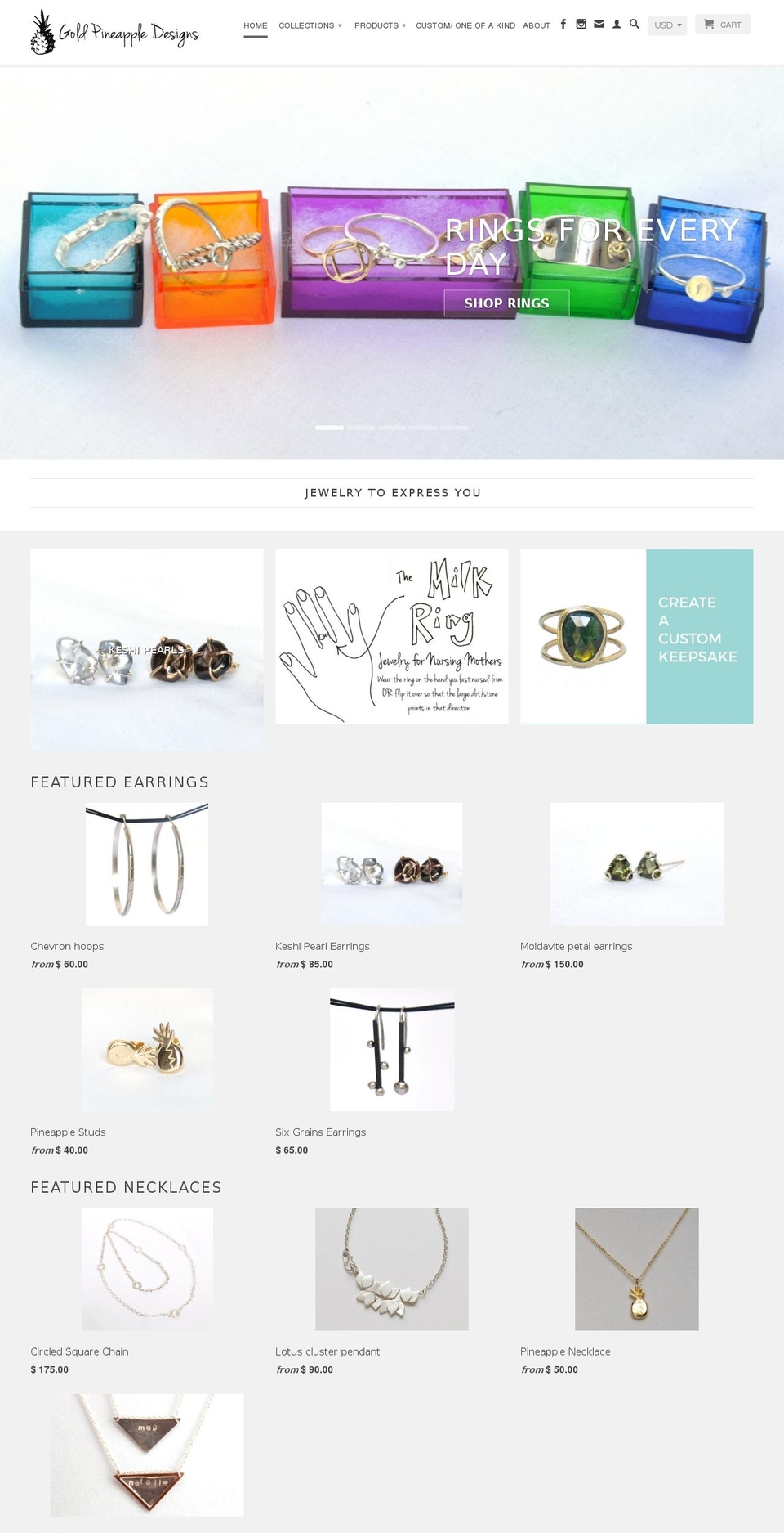goldpineappledesigns.com shopify website screenshot