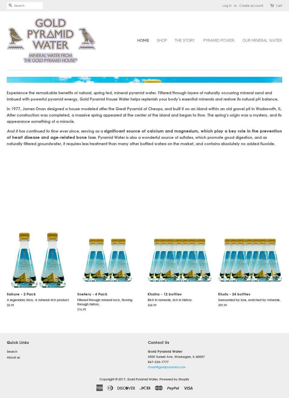 goldpyramidwater.com shopify website screenshot