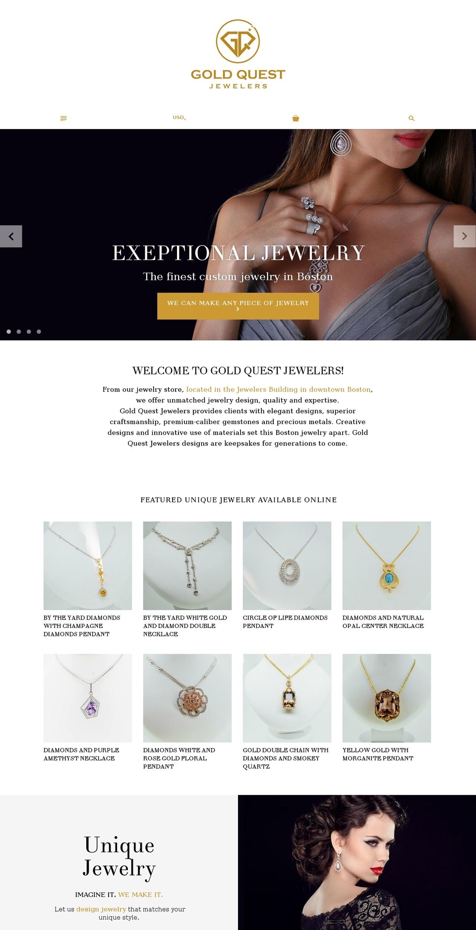goldquestjewelers.com shopify website screenshot