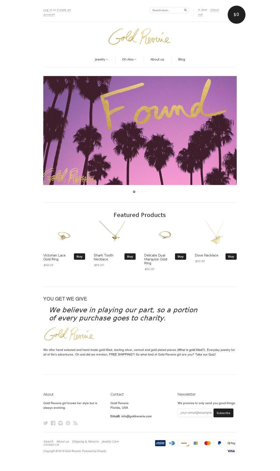 goldreverie.com — Shopify storefront screenshot