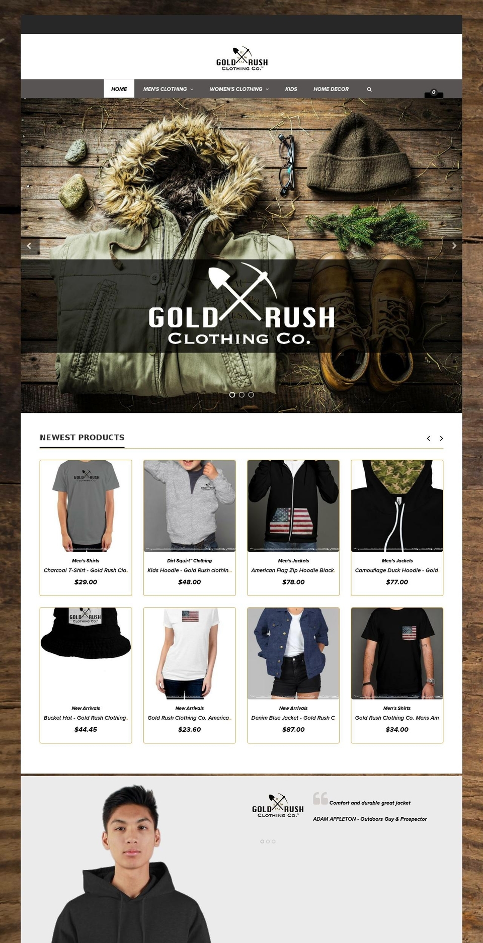 goldrushclothingco.com shopify website screenshot