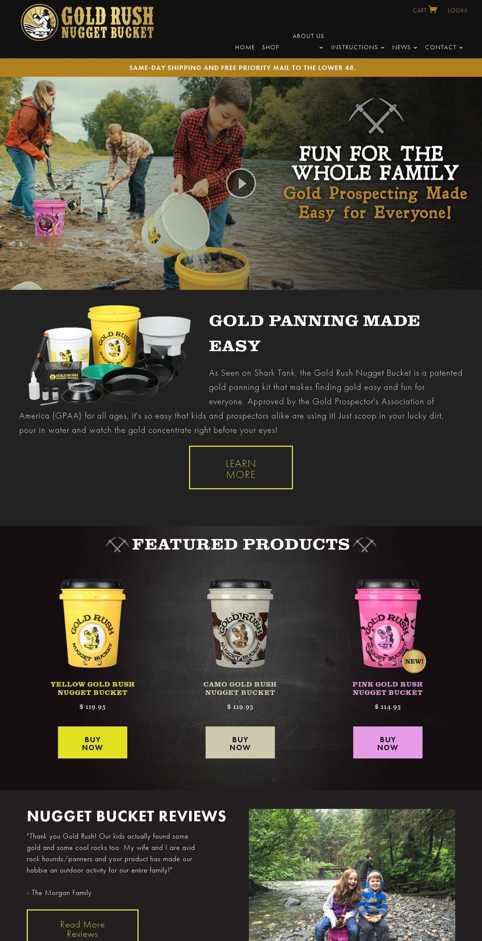 goldrushnuggetbucket.org shopify website screenshot