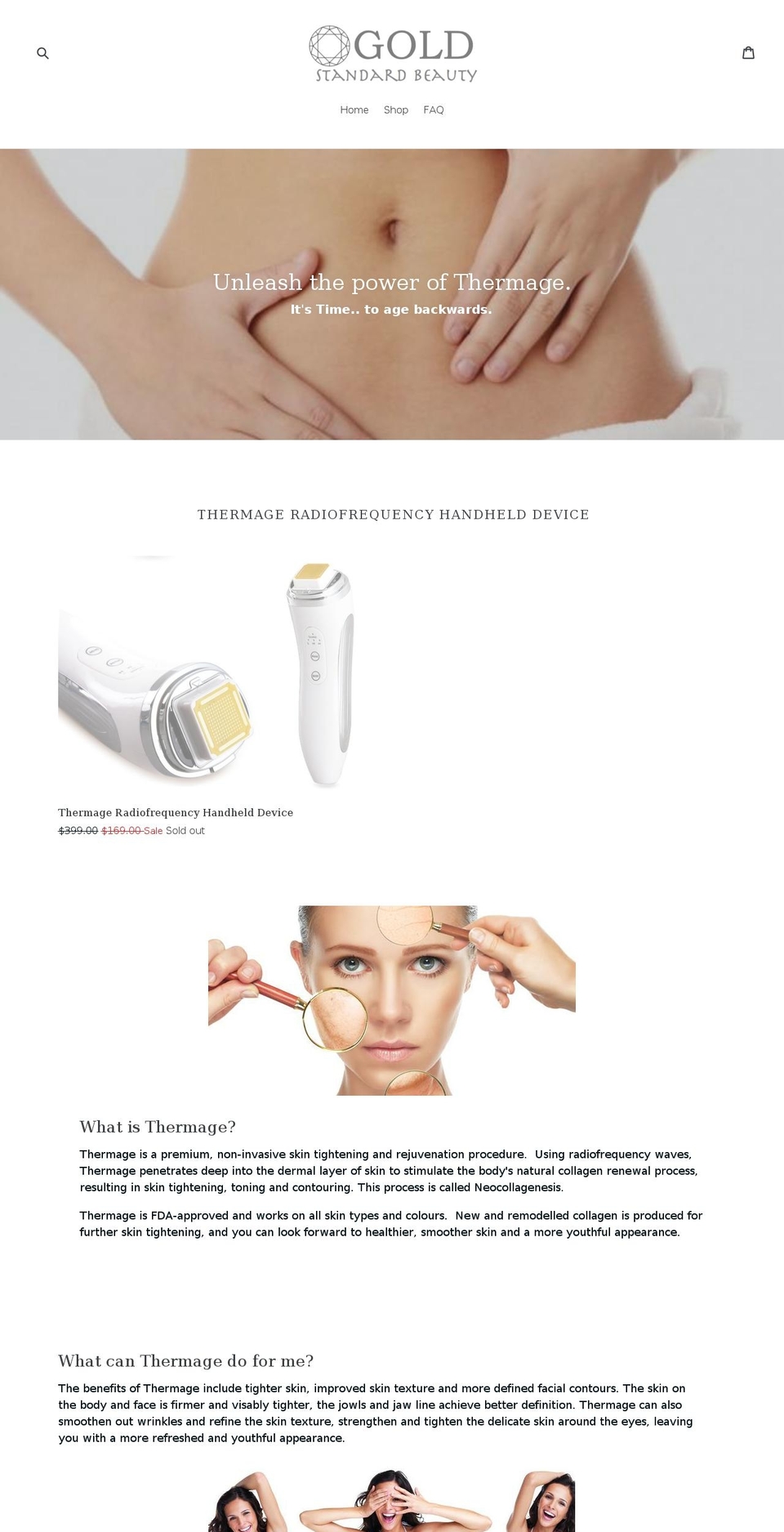 goldstandardbeauty.com — Shopify storefront screenshot